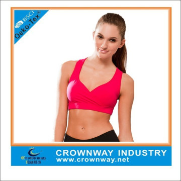 Full Figure Fuchsia Sexy Ladies Sports Bra with Heartshape Neckline